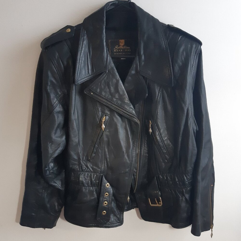 Jacket Leather Genuine Made In Canada Sélection Mono-Pol Small Women Vintage Y2K